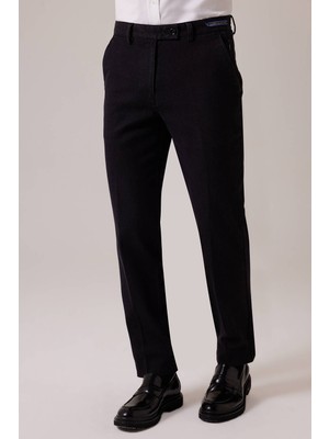 Ysf Erkek Siyah Düz Regular Fit Kot Pantolon