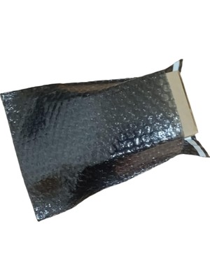 Mey İthalat Siyah Bantlı Kapaklı Baloncuklu Torba, Balonlu Patpat Torba 15CM(EN) X20CM(BOY)+5CM(KAPAK) 50 Adet