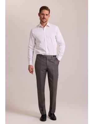 Ysf Erkek Açık Gri Regular Fit Yünlü Kumaş Pantolon