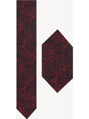 Ysf Erkek Siyah Bordo Kravat Mendil Set