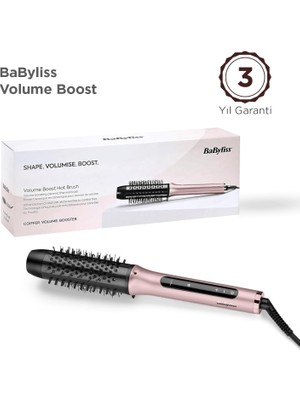 Mey İthalat Babyliss Volume Boost Iyon Etkili 4 Isı Ayarlı Seramik Isıtıcı Gövdeli Termal Saç Fırçası Pembe HSB200E