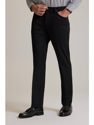 Erkek Siyah Slim Fit Yan Cepli Kanvas Pantolon