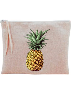 Mey İthalat Ananas Baskılı Makyaj Çantası Bej, LH793264290138412376123