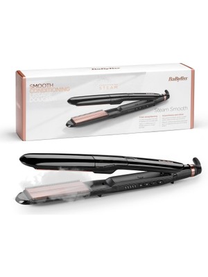 Mey İthalat Babyliss Steam Smooth 39MM 230 Derece 5 Isı Ayarı Turmalin Seramik Iyon Etkili Buharlı Saç Düzleştirici ST493E
