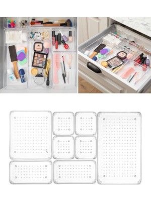 Mey İthalat 8 Parça Banyo Kozmetik Takı Düzenleyici Makyaj Organizer - Punto Çekmece Içi Düzenleyici