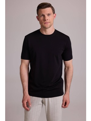 Ysf Erkek Siyah Regular Fit Bisiklet Yaka T-shirt