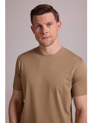 Ysf Erkek Vizon Regular Fit Bisiklet Yaka T-shirt