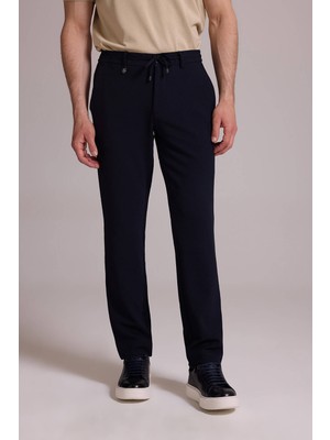 Ysf Erkek Lacivert Slim Fit Yan Cepli Jogger Pantolon