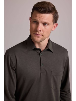 Ysf Erkek Koyu Yeşil Polo Yaka Sweatshirt