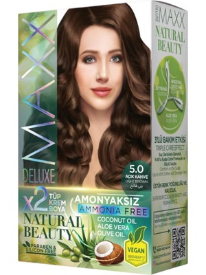Mey İthalat Maxx Deluxe Natural Beauty Amonyaksız Set Saç Boyası 5.0 Açık Kahve