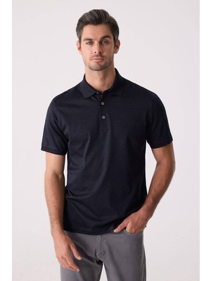 Ysf Erkek Füme Regular Fit Merserize Desenli Polo Yaka Tişört