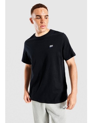 Nike Sportswear Club Men's T-Shirt Erkek Pamuklu Tişört Siyah