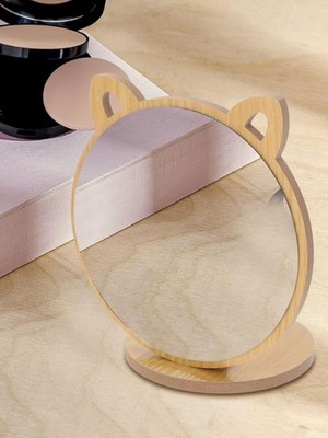 Mey İthalat Unichrome Kedi Ayna Ahşap Standlı Masa Üstü Makyaj Aynası Make Up (14)