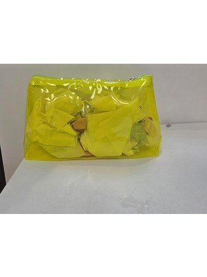 Mey İthalat Şeffaf Makyaj Çantası, Neon Sarı, Pvc Fermuarlı, Kozmetik Düzenleyici, Seyahat Için