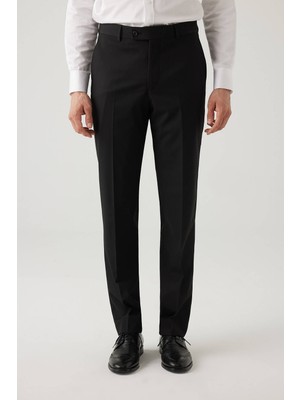 Ysf Erkek Siyah Regular Fit Yün Yan Cep Kumaş Pantolon