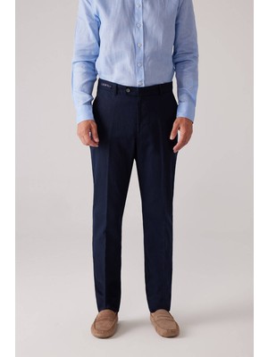 Ysf Erkek Lacivert %100 Keten Pantolon