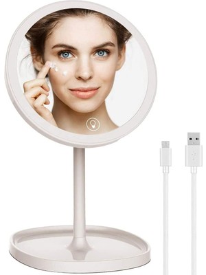 Mey İthalat LED Işıklı Makyaj Aynası, Işıklı Daire Ayna, Pille Çalışan Makyaj Aynası, Halka Işık Makyaj Aynası, Seyahat Makyaj Aynası, Işıklı Taşınabilir Makyaj Aynası, USB Şarj, Hediye Fikirleri