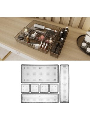 Mey İthalat Meleni Home 7 Parça Çekmece Içi Akseuar Düzenleyici Set - Modüler Makyaj Organizer Siyah