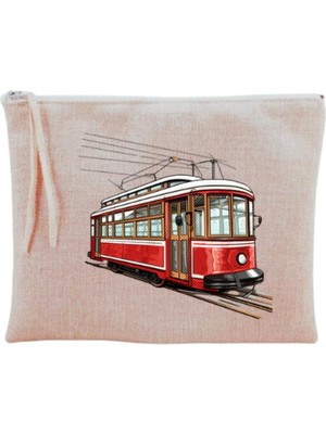 Mey İthalat Tramvay Baskılı Makyaj Çantası Bej, LH798326490182731623