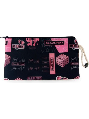 Mey İthalat Blackpink K-Pop Desenli Kalemlik Fermuarlı Makyaj Çantası Büyük Boy