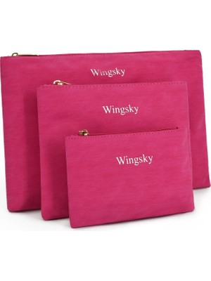 Mey İthalat Wingsky 3 Paket Makyaj Çantası Seti, Çanta Için Kozmetik Torbalar, Kadınlar Için Taşınabilir ve Şık Seyahat Tuvalet Çantaları, Kadınlar Için Seyahat Kozmetik Çantaları