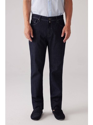 Ysf Erkek Lacivert Likralı Pamuklu Regular Fit Jean Kot Pantolon