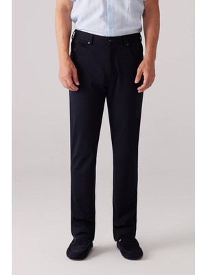 Ysf Erkek Lacivert Ultra Esnek Rayon Karışımlı Kanvas Pantolon