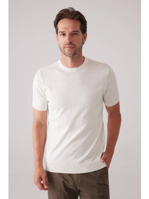 Ysf Erkek Kemik Slim Fit Bisiklet Yaka Yazlık Triko Tişört