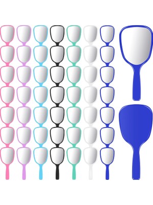 Mey İthalat Supkiir 49 Adet Saplı El Aynası Toplu, Plastik Kompakt Seyahat Aynası, Küçük Taşınabilir Makyaj Kozmetik Kişisel El Aynası 6.82X 3 Inç Ev Vanity Kamp Sınıfı Için 7 Renk