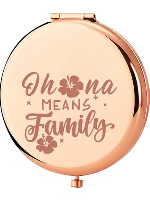 Mey İthalat Keychın Komik Çizgi Film Cep Aynası Hawaii Gezisinden Ilham Alan Hediyeler Ohana Means Family Compact Mirror Kadın Kız Gençler Için (Oha-Na Means Family-Rg)