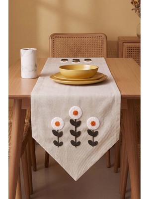 Riva İstanbul Daisy Cream Kasso Punch Işlemeli Runner 35X110 cm