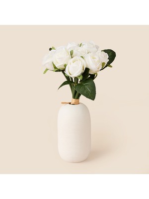 Matmel Deco Gül 12'li Buket Çiçek - Beyaz - 27 cm