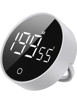 Mey İthalat Rt-1 Mıknatıslı Rotary Zamanlayıcı 0-199 Ileri Geri Sayım Kronometre, Ayaklı Stand, LED Ekran, Usb-C Şarjlı, Pomodoro & Mutfak Timer (Beyaz)