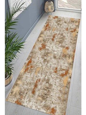 Mey İthalat Pelangi Batik Desenli Renk Geçişli Dijital Baskı Yıkanabilir Kaymaz Taban Salon Halısı ve Yolluk, Bej 80 x 250, 9554183802507