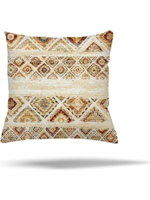 Mey İthalat Pelangi Patchwork Çiçek Desen Etnik Gizli Fermuarlı Yastık Kılıfı Kırlent Kılıfı Koltuk Yastık Kılıfı, Krem 45 x 45