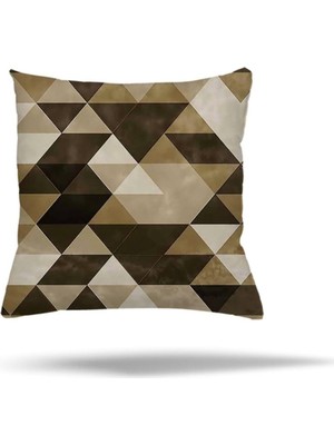 Mey İthalat Pelangi Geometrik Batik Desen Gizli Fermuarlı Yastık Kılıfı Kırlent Kılıfı Koltuk Yastık Kılıfı, Haki 45 x 45