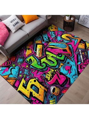 Mey İthalat Latte Dizayn Culty Gamer Halısı Şönil Pamuk Tabanlı Kaymaz Yıkanabilir Gaming Oyuncu Odası Halısı 120X180