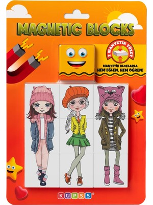 Mey İthalat Küpss Manyetik Blok 3 Parçalı Yapboz Çift Taraflı - Şapkalı Kızlar Puzzle - 6 Şapkalı Kız Görseli