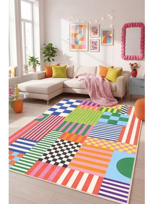 Mey İthalat Matica Modern Şönil Doğal Pamuk Tabanlı Salon Halısı Kaymaz Yıkanabilir Çevre Dostu 140X200 cm