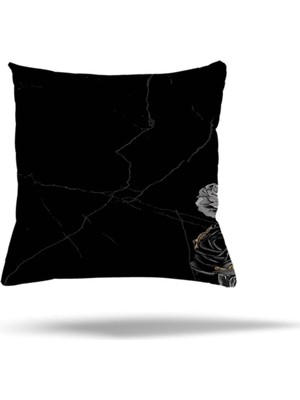 Mey İthalat Pelangi Kuş Tüyü Yaprak Desen Etnik Gizli Fermuarlı Yastık Kılıfı Kırlent Kılıfı Koltuk Yastık Kılıfı, Siyah 45 x 45