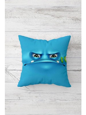 Mey İthalat Pelangi Kızgın Emoji Çift Tarafı Baskılı Gizli Fermuarlı Yastık Kılıfı Kırlent Koltuk Yastık Kılıfı, Mavi 45 x 45, 2469161545451