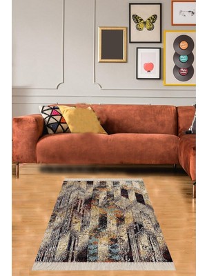 Mey İthalat Pelangi Batik Desenli Renk Geçişli Dijital Baskı Yıkanabilir Kaymaz Taban Salon Halısı ve Yolluk, Kahverengi 180 x 280, 50511180280728