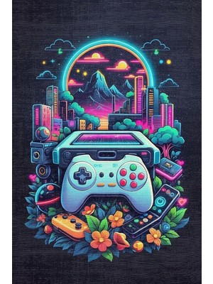 Mey İthalat Melina Şönil Oyuncu Odası Halısı Kaymaz Pamuk Tabanlı Yıkanabilir Antibakteriyel Gamer, Gaming Halısı 100X150