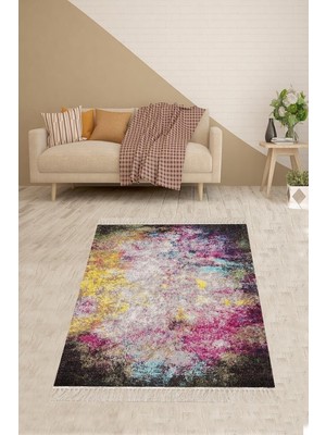 Mey İthalat Pelangi Batik Desenli Renk Geçişli Dijital Baskı Yıkanabilir Kaymaz Taban Salon Halısı ve Yolluk, Karışık Renkli 120 x 180, 1002120180728