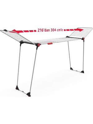 Mey İthalat Vileda Infinity Flex 2 Metre'ye Kadar Uzatılabilir, 30 Metre Kurutma Alana Sahip Çamaşır Kurutmalığı