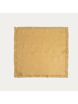 Mey İthalat Nilüfer Zigzag Nakışlı KETEN%100 Keten Peçete 45X45 cm Sarı