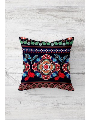 Mey İthalat Pelangi Mandala Desen Çift Tarafı Baskılı Gizli Fermuarlı Yastık Kılıfı Kırlent Koltuk Yastık Kılıfı, Karışık Renkli 45 x 45