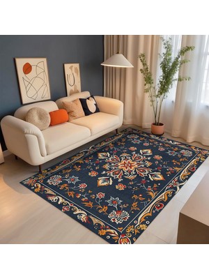 Mey İthalat Andara Vintage Şönil Kaymaz Doğal Pamuk Tabanlı Yıkanabilir Antibakteriyel Çevre Dostu Salon Halısı 140X200
