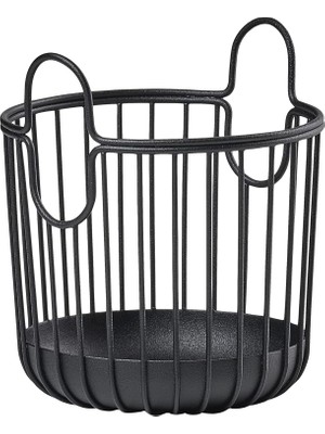 Mey İthalat Zone Denmark Inu Saklama Sepeti, Mutfak, Banyo, Çocuk Odası, Ev Ofis Için Küçük Saklama Sepeti, Metal, Çap 10,5 Cm, Yükseklik 13,5 Cm, Siyah