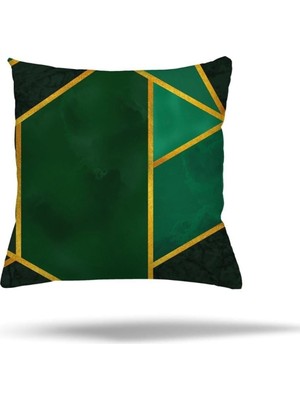Mey İthalat Pelangi Modern Mermer Desen Çift Tarafı Baskılı Gizli Fermuarlı Yastık Kılıfı Kırlent Koltuk Yastık Kılıfı, Yeşil 43 x 43